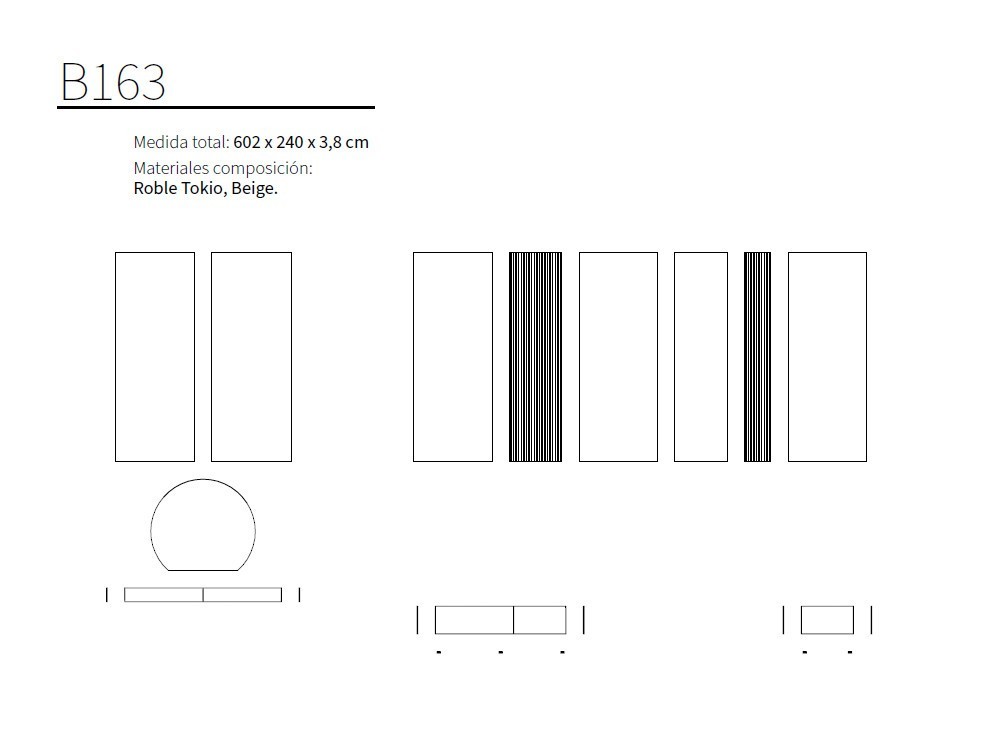 Distintas medidas y composiciones para el panel decorativo de Kazzano disponibles en Mobel 6000