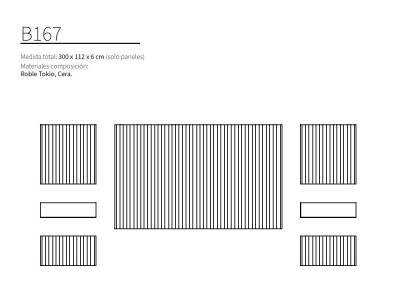 Distintas medidas y composiciones para el panel decorativo alistonado de Kazzano