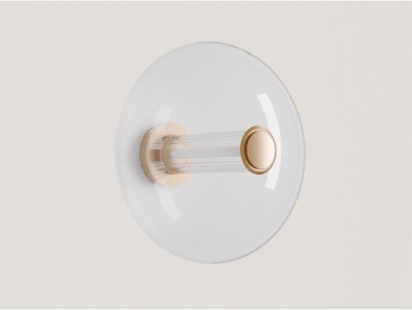 Descubre el aplique Ludo de Aromas del Campo en Mobel 6000 en Madrid, con su base de metal y tulipa de cristal transparente.