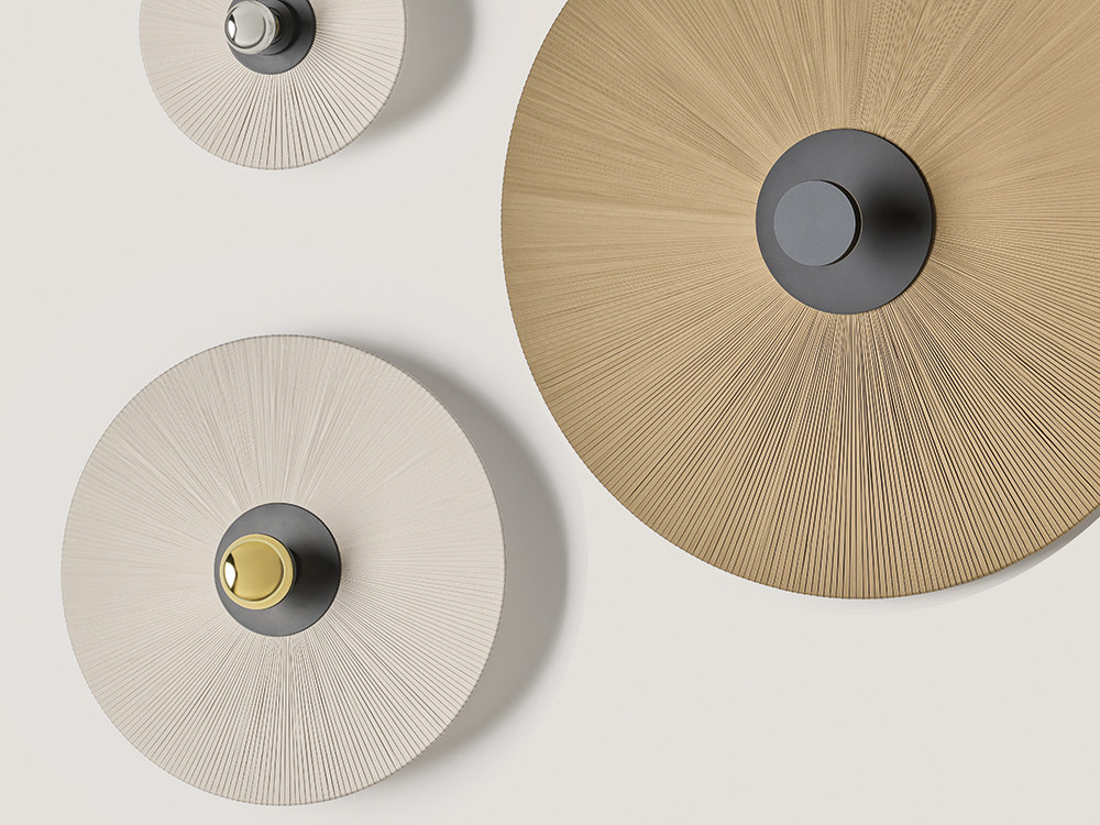El aplique Wind destaca en Seismil Studio, combinando su pantalla textil en 3 medidas con una eficiente luz LED.