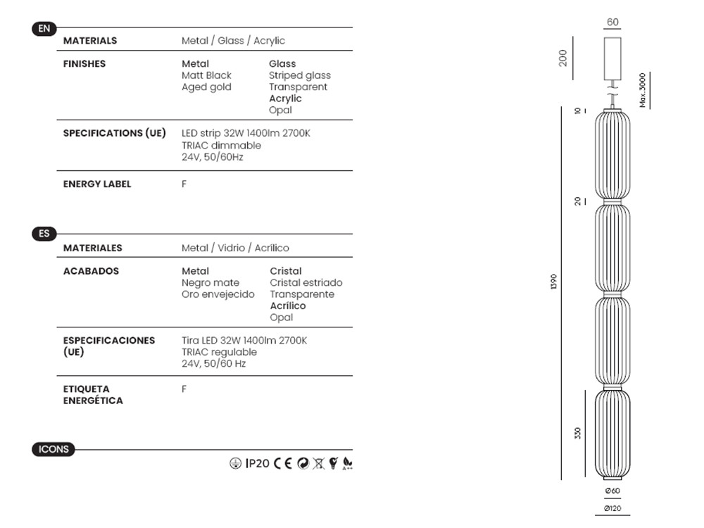 Lámpara de techo Elma Big