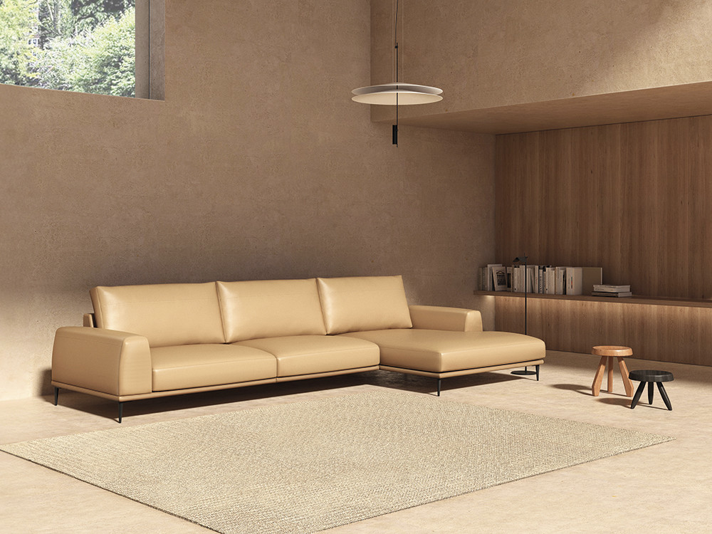 Descubre el sofá Alpha con chaiselongue de Temasdos en Mobel 6000 en Madrid, tapizado en textil o piel a tu propia medida.