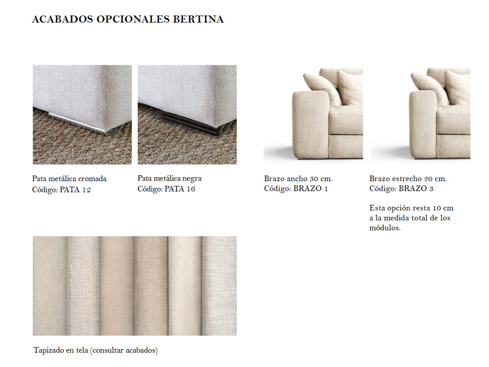Tu sofá Bertina te espera. Haz tu compra online en Mobel 6000, con su elegante tapizado en textiles seleccionados.