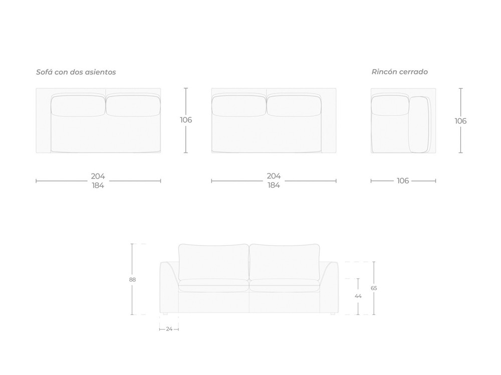 Tu composición de sofá modular Bassa rincón te espera. Haz tu compra online en Mobel 6000, en finos tejidos a tu medida.
