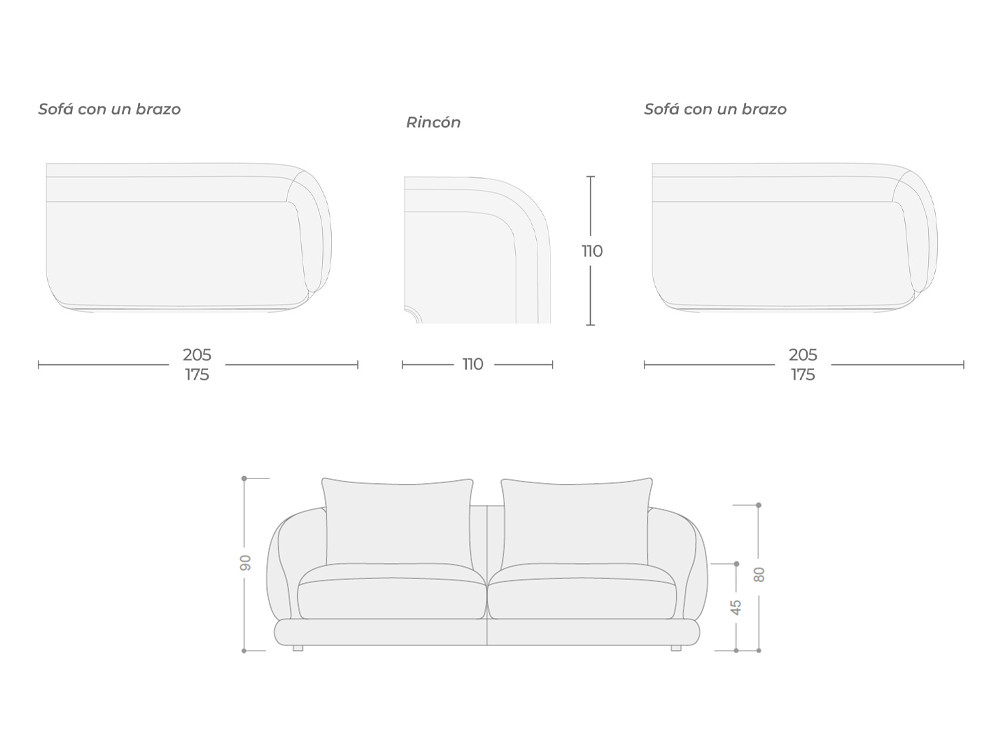 El sofá modular rinconera Dana de Temasdos destaca en Seismil Studio, con un elegante tapizado en textiles seleccionados.