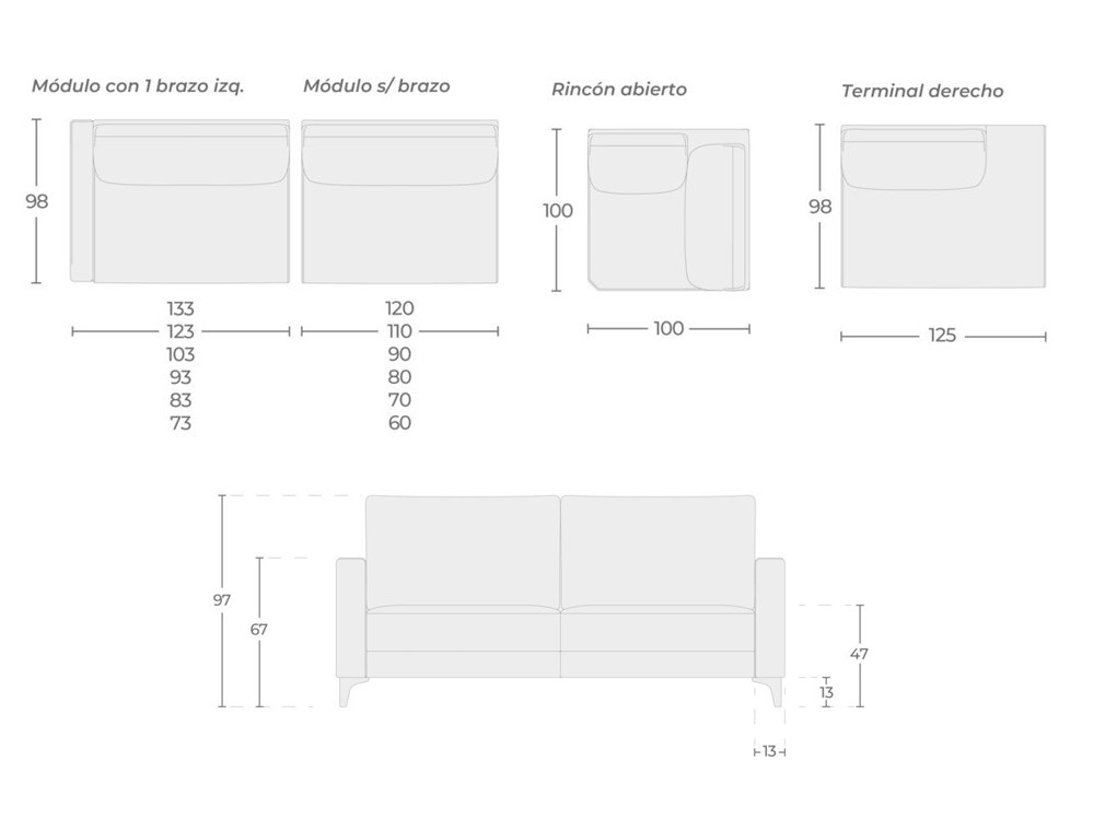 El sofá modular Memphis de Temasdos destaca en Seismil Studio, en selecto textil o piel configurable a tu gusto.