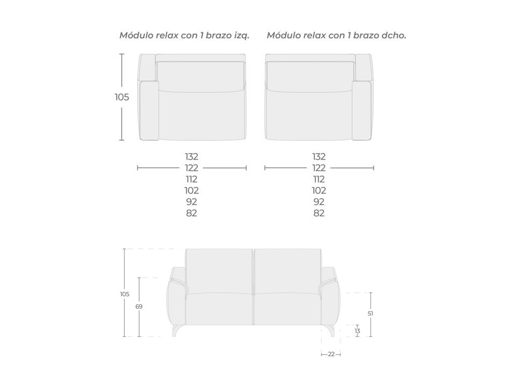 Personaliza el sofá Mistral fijo o relax con motor de Temasdos en Mobel 6000 en Madrid, en finos textiles o piel.