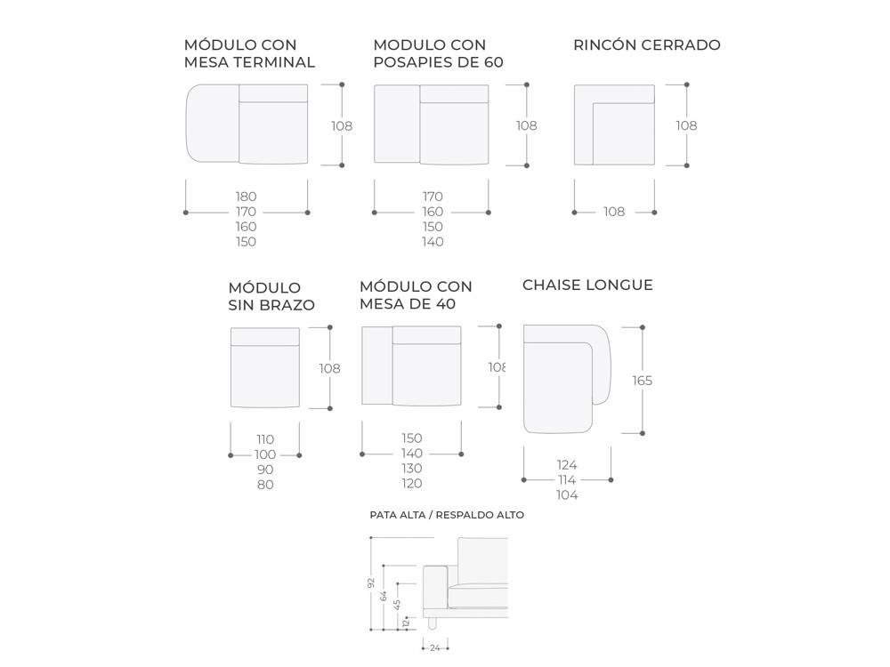 El sofá modular rinconera Platea con pata alta de Temasdos destaca en Seismil Studio, tapizado en textiles seleccionados.