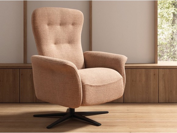 Descubre el sillón relax giratorio Tassos de Temasdos en Mobel 6000 en Madrid, en textil o piel que puedes personalizar.