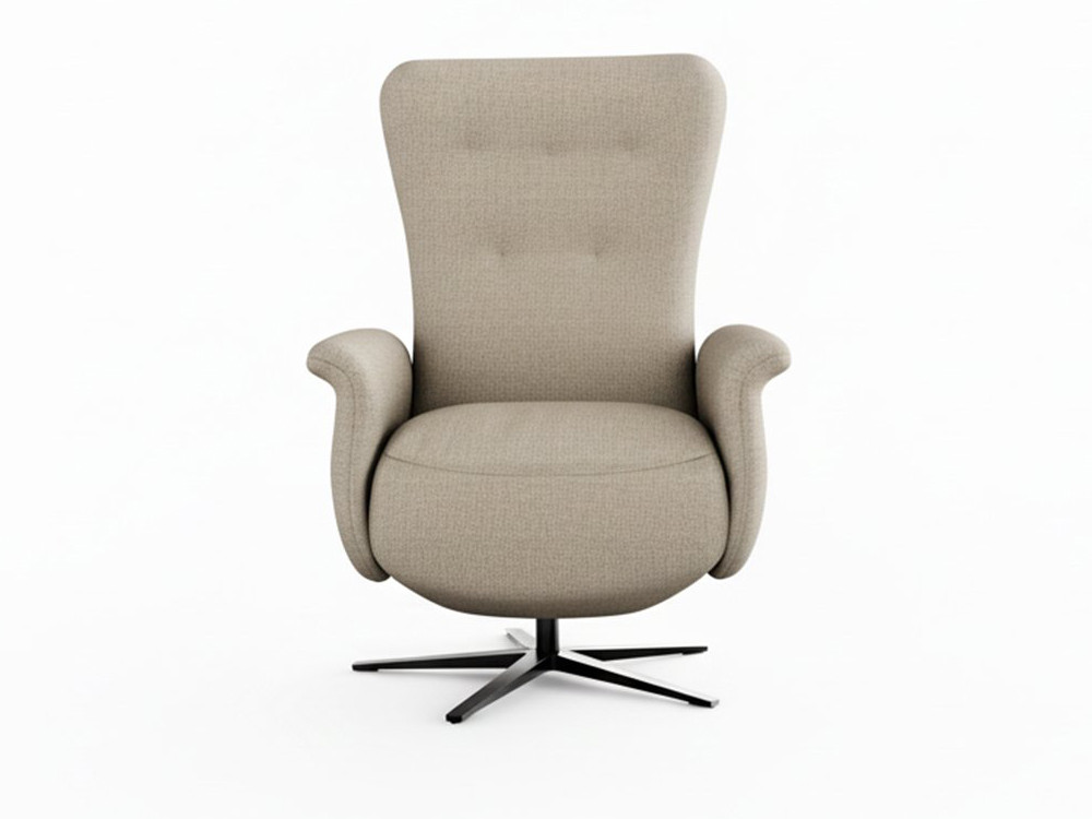 El sillón relax giratorio Tassos de Temasdos destaca en Seismil Studio, en textiles o en piel que puedes personalizar.