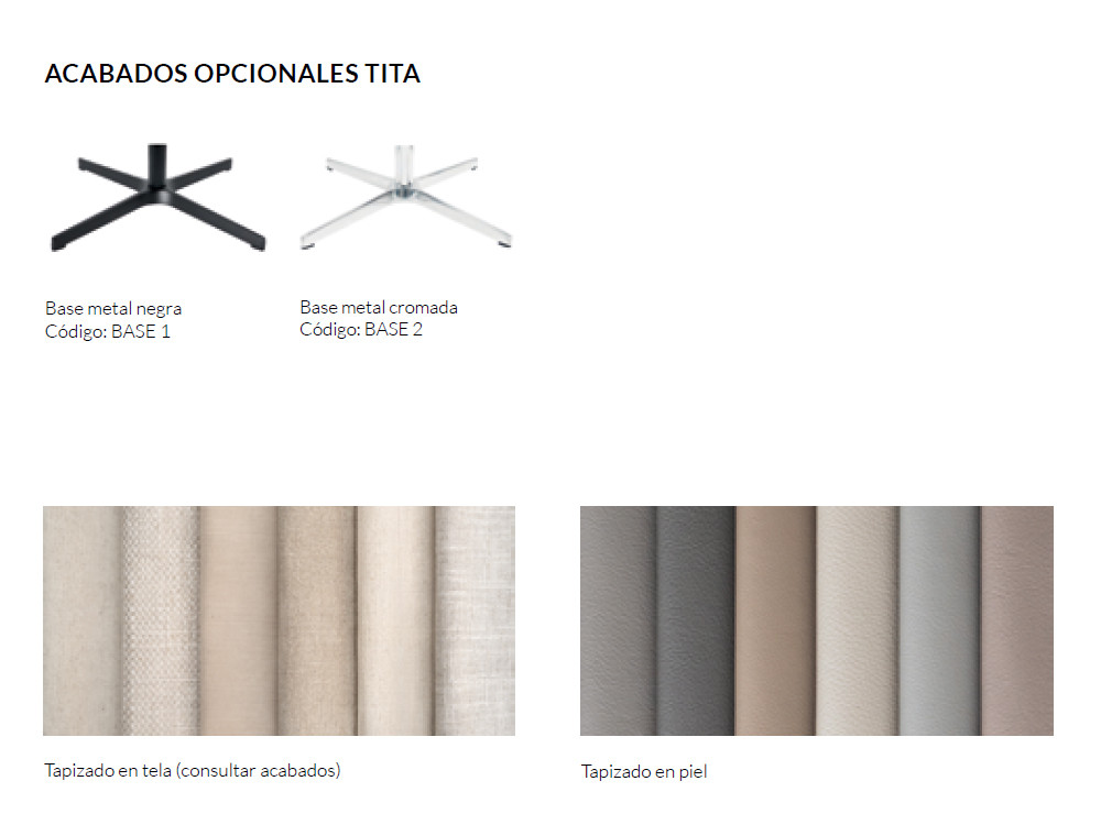 Tu elegante butaca giratoria Tita de Temasdos te espera. Haz tu compra online en Mobel 6000, muy personalizable a medida.
