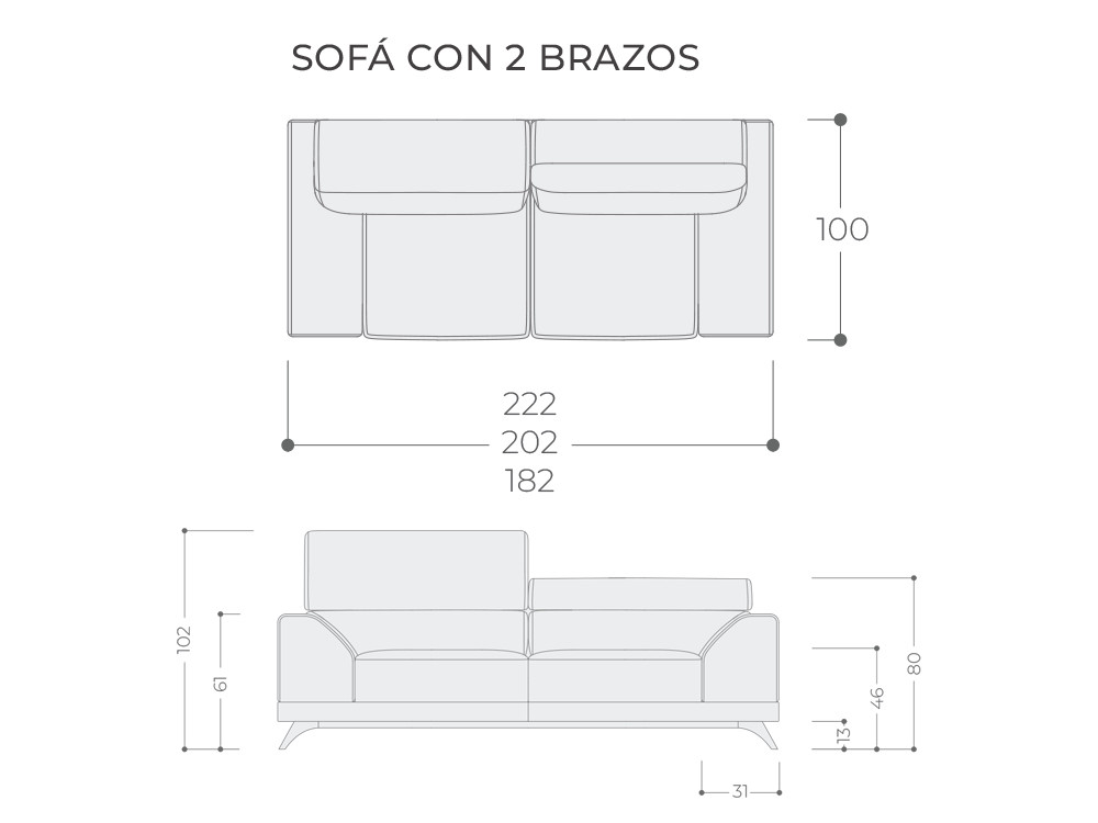 Personaliza el sofá deslizante Tucson de Temasdos en Mobel 6000 en Madrid, eligiendo entre sus finos textiles o suave piel.