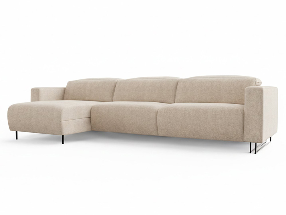 El sofá fijo o relax Tundra con chaiselongue de Temasdos destaca en Seismil Studio, en textil o en piel a tu propio gusto.