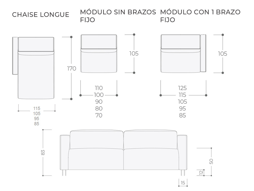El sofá fijo o relax Tundra con chaiselongue de Temasdos resalta en Seismil Studio, tapizado en sus textiles seleccionados.
