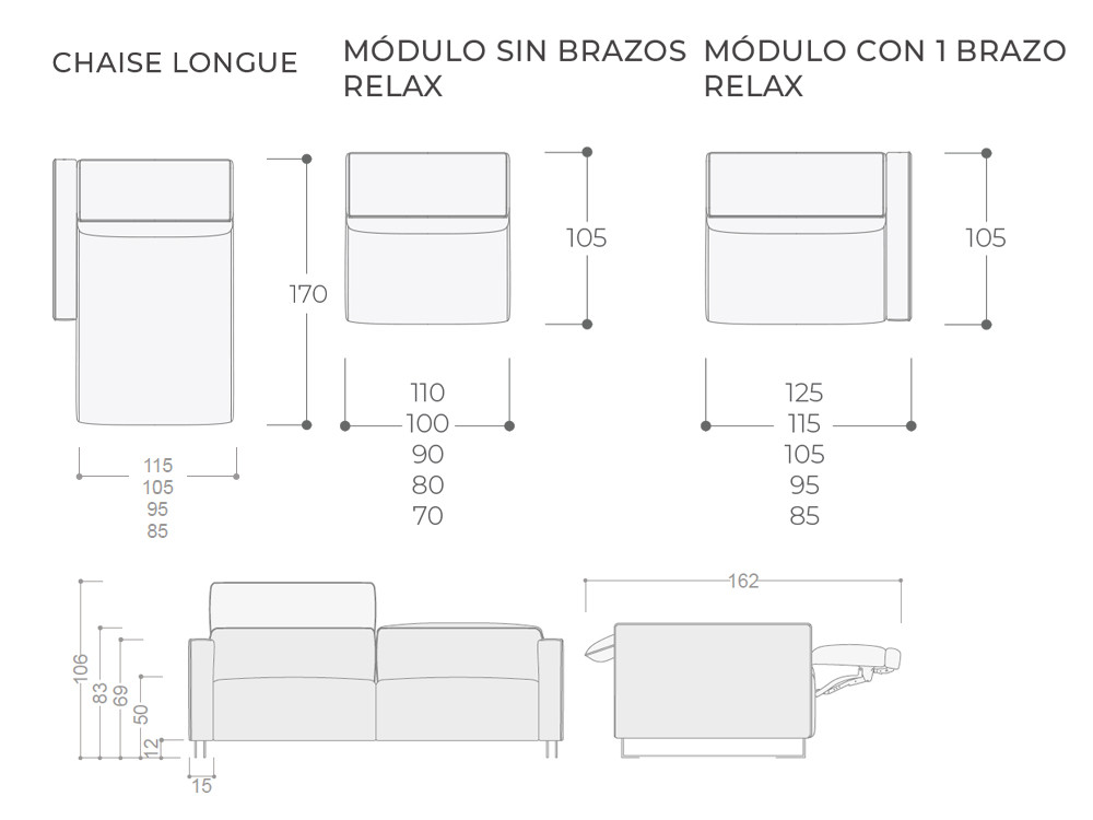 Descubre el exclusivo sofá fijo o relax Tundra con chaiselongue de Temasdos en Mobel 6000 en Madrid, a tu propia medida.