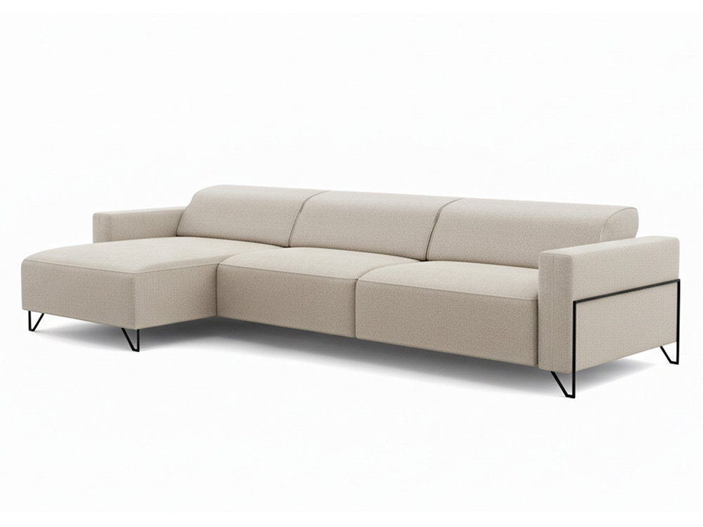 Personaliza el sofá Zenith con chaiselongue fija y dos módulos fijos o relax de Temasdos en Mobel 6000 en Madrid, en piel.