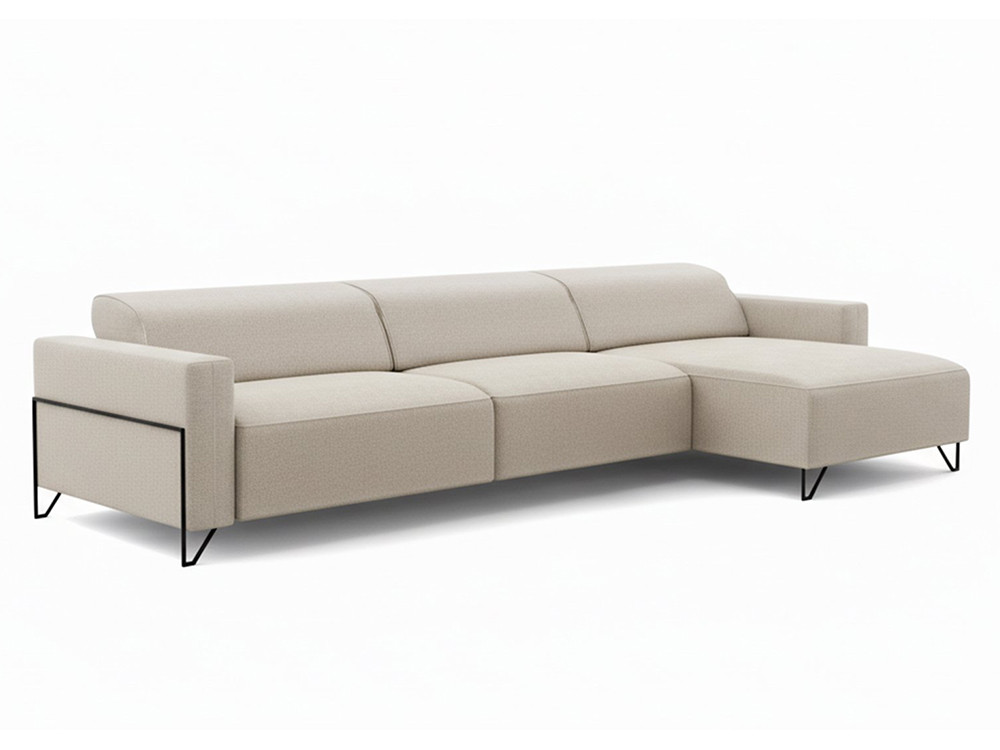 Descubre el sofá Zenith con chaiselongue fija y dos módulos fijos o relax de Temasdos en Mobel 6000 en Madrid, en fina piel.