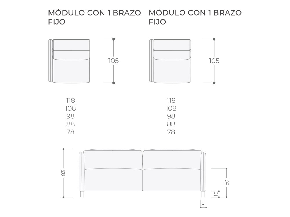 Tu sofá modular Zonda con asientos fijos o relax de Temasdos te espera en Mobel 6000, en textiles o en piel seleccionados.