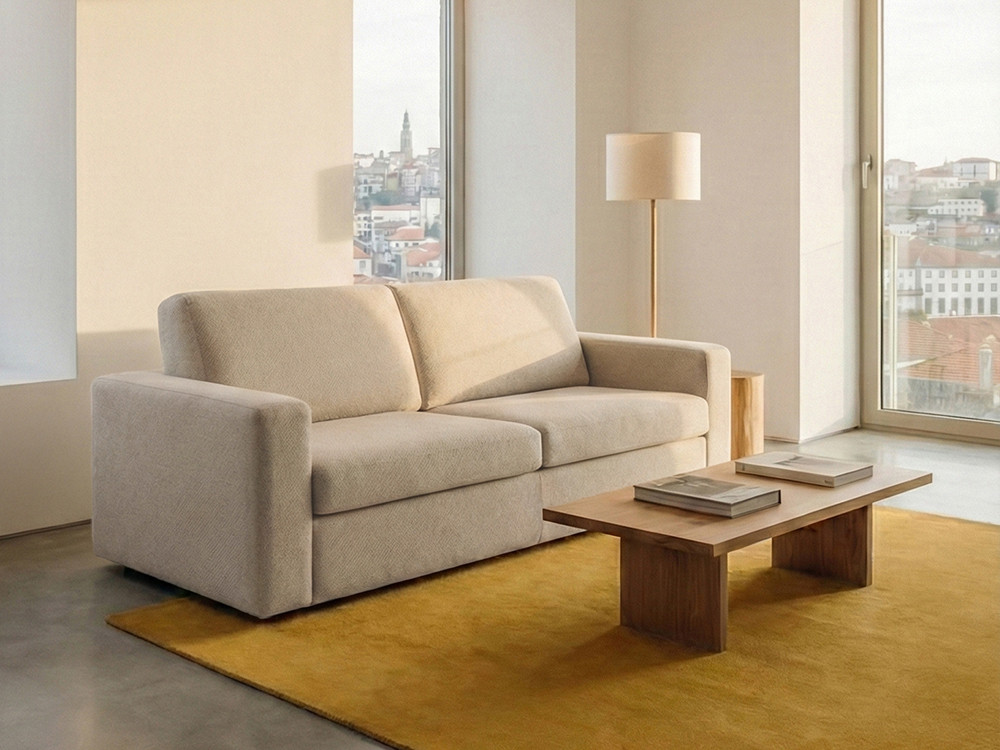 Elige el confort del sofá cama Alba con apertura italiana y colchón de 18cm en Mobel 6000 en Madrid, en sus dos medidas.