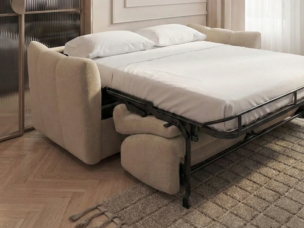 Diseña tu hogar con el elegante sofá cama Lira Exprés en tejido Innuendo 130 de Anteprima disponible en sus dos medidas.