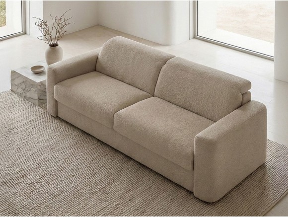 Descubre el sofá cama Nebula Exprés en tejido Loop 3 Beige de Farrugia en Mobel 6000 en Madrid, en dos medidas a tu hogar.