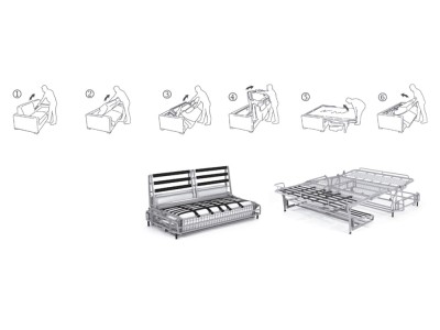 Diseña tu espacio con el sofá-cama Dorm de apertura italiana de Frajumar, disponible con tejidos seleccionados a tu gusto.