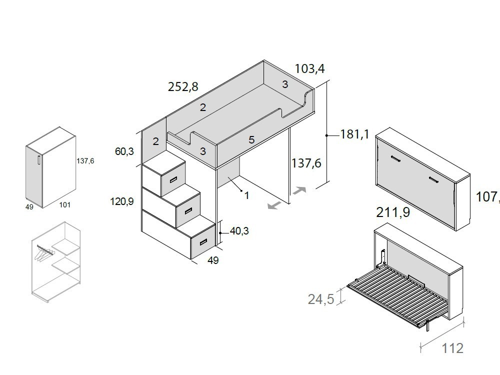 Litera con cama abatible abierta Delulu Neo 46 - 3
