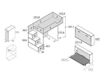 Litera con cama abatible abierta Delulu Neo 46 - 3