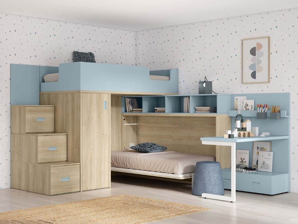 Litera con cama abatible abierta Delulu Neo 46