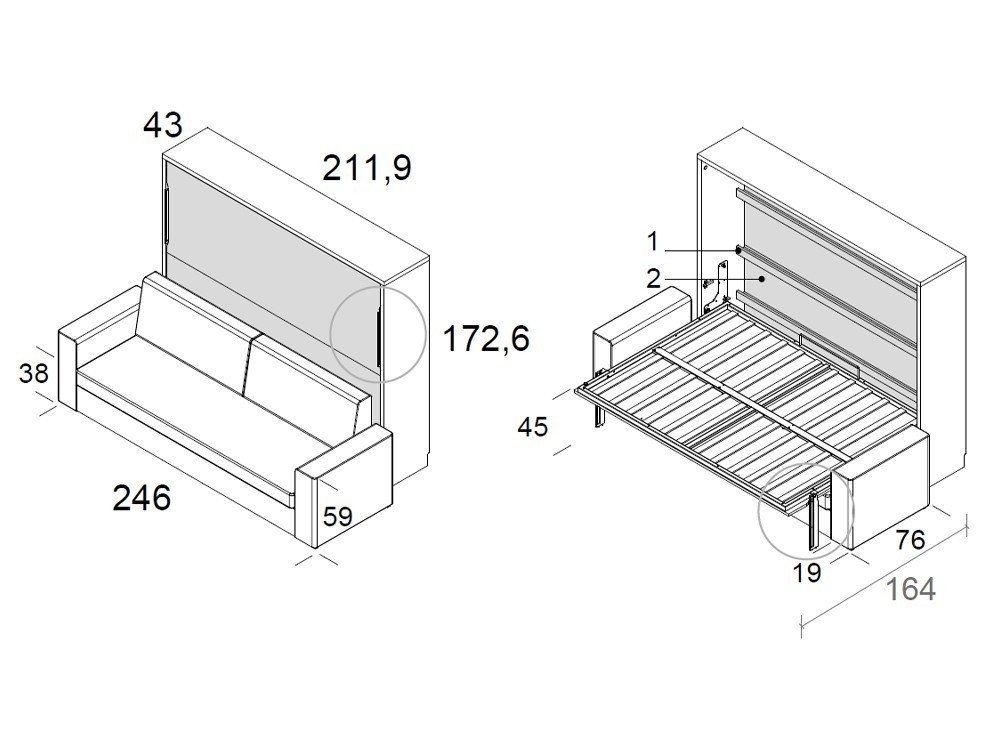 Cama abatible con sofá 135cm Delulu Neo Ros 48 de Ros - 4