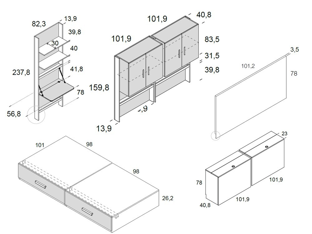 Diseña el cuarto juvenil con la composición modular Delulu Neo 25 de Ros, personalizable en todos sus acabados y medidas.