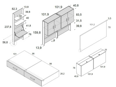 Diseña el cuarto juvenil con la composición modular Delulu Neo 25 de Ros, personalizable en todos sus acabados y medidas.