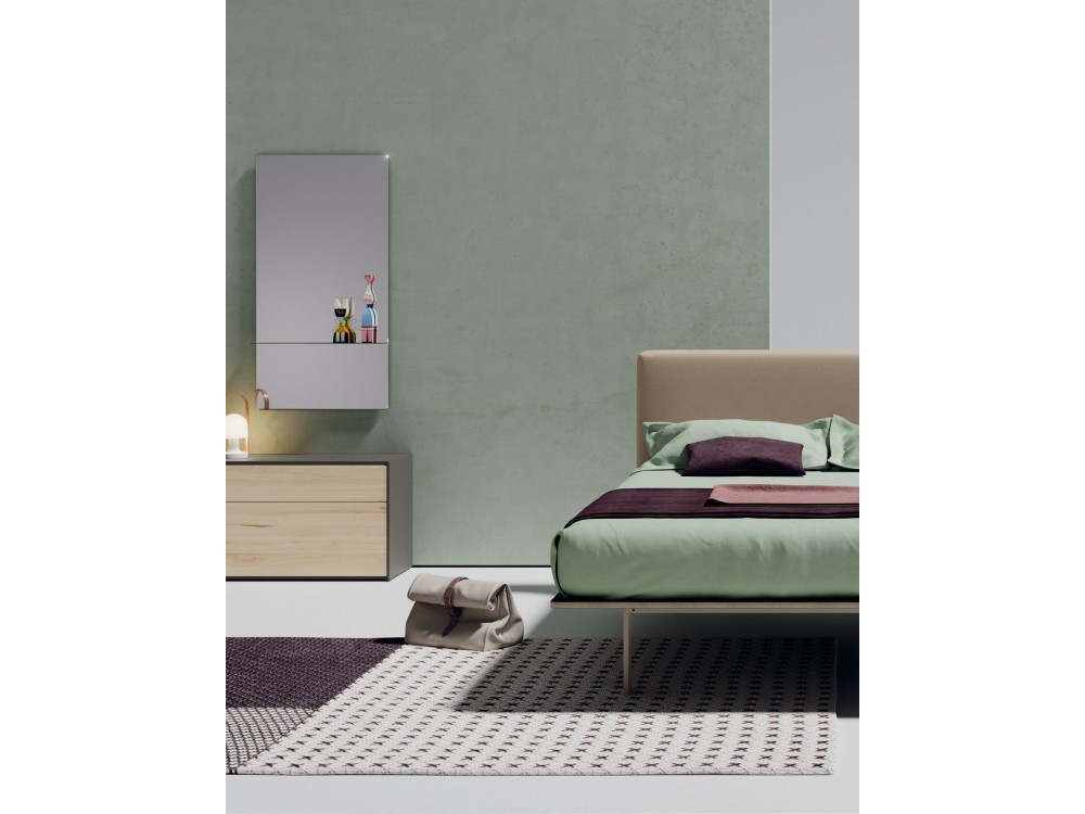 Dormitorio con cabecero modelo Flat tapizado en Natural Welness