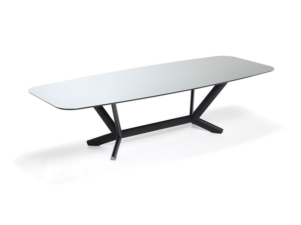 Mesa de comedor de diseño con sobre de cristal Planer Cattelan Italia