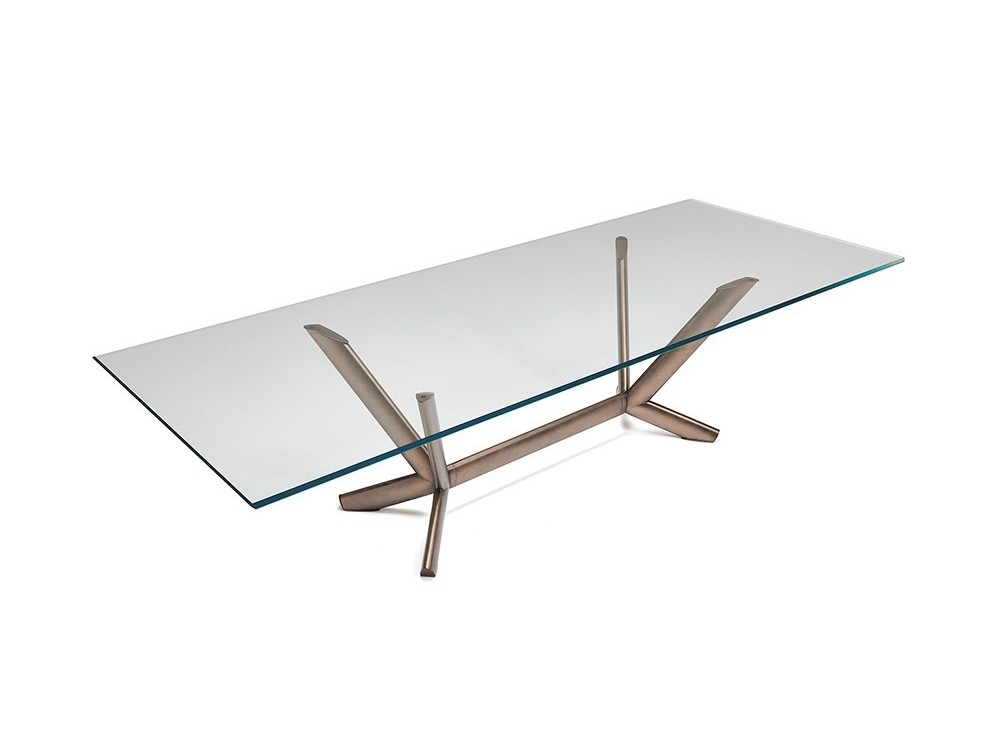 Mesa de comedor de diseño con sobre de cristal Planer Cattelan Italia