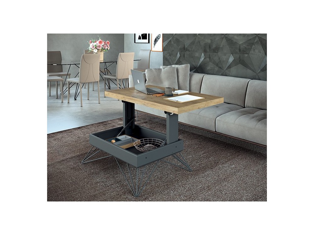 Mesa de centro elevable con pies de metal grafito Ray