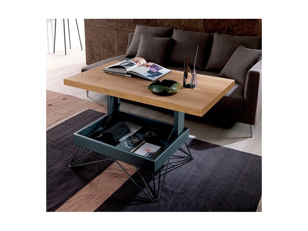 Mesa de centro elevable con pies de metal grafito Ray