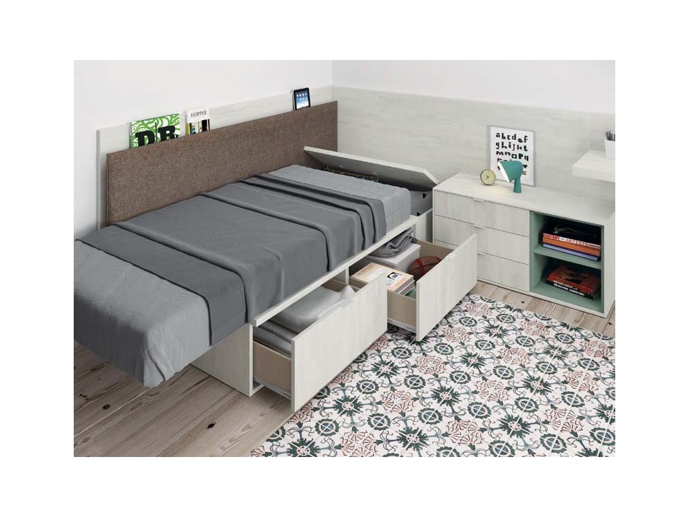Dormitorio juvenil con cama nido con arrastre o cajones QB de Tegar en Mobel 6000