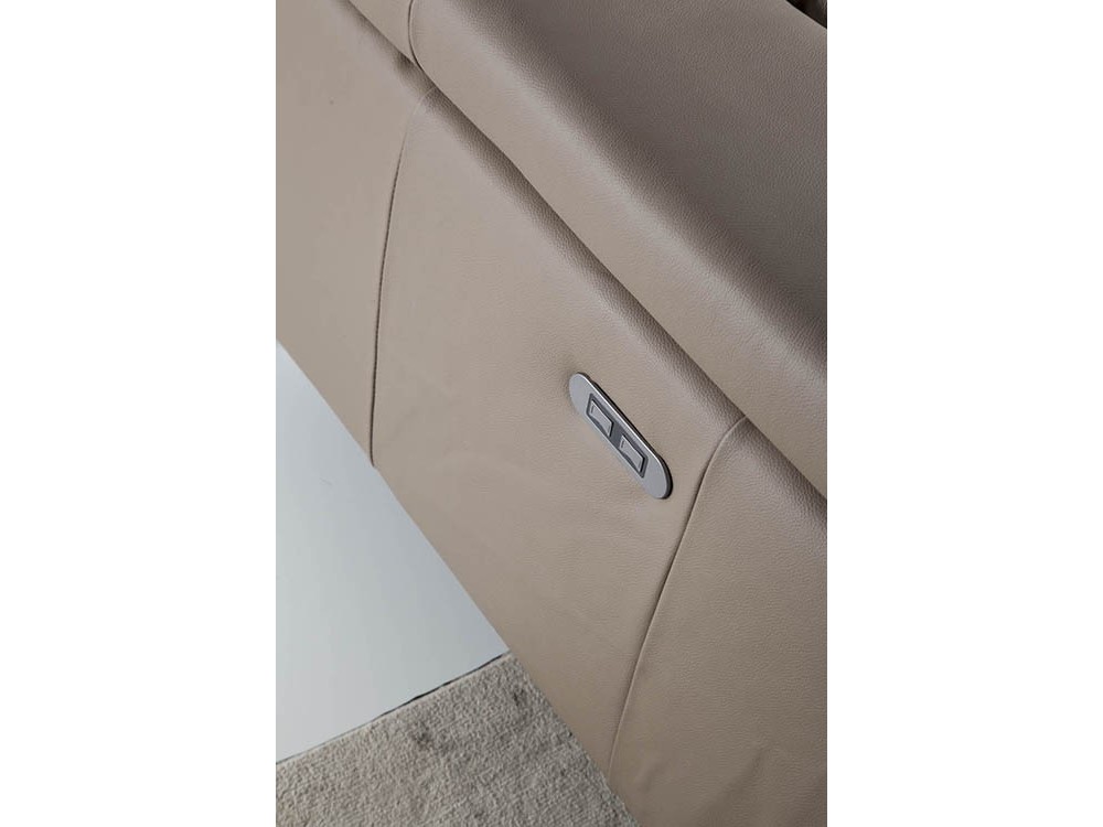 Sofá Rinconera 6042-6043 tapizada en piel color visón con mecanismo relax Harmony by Ángel Cerdá 