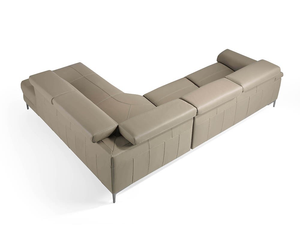 Sofá Rinconera 6042-6043 tapizada en piel color visón con mecanismo relax Harmony by Ángel Cerdá 