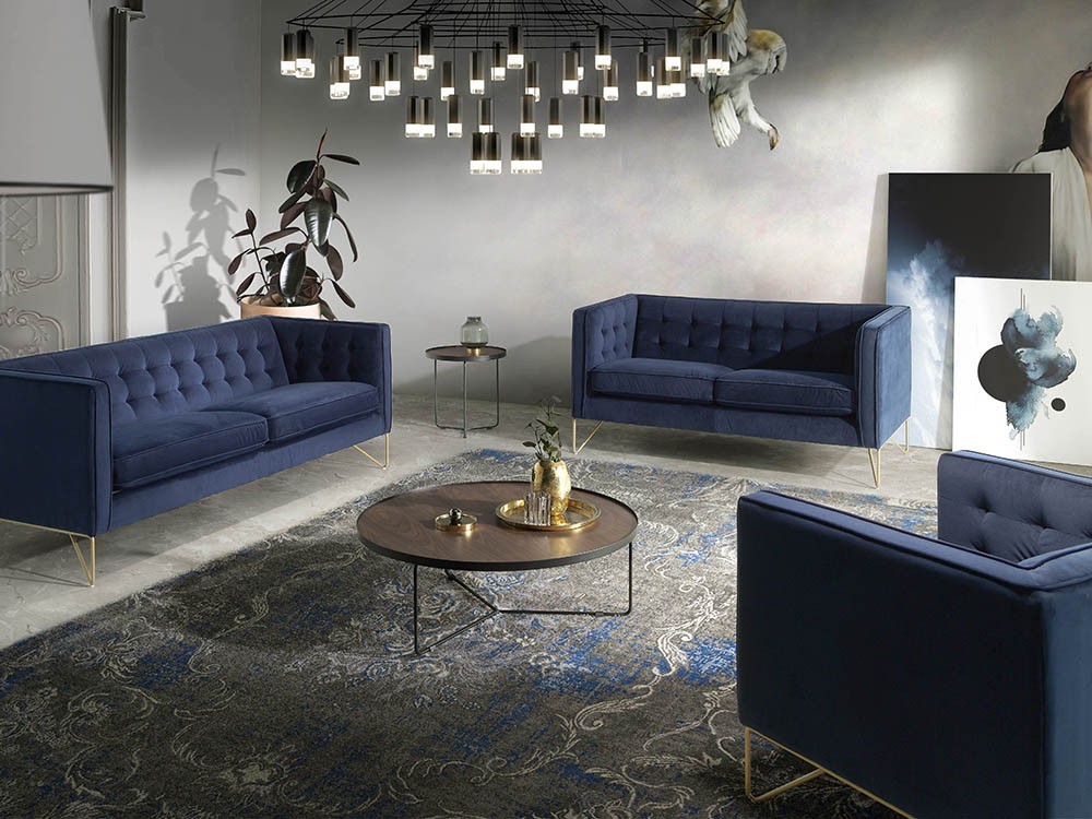 Mesa de centro redonda con estructura de acero negro y sobre en nogal 2006 de Ángel Cerdá en Mobel 6000