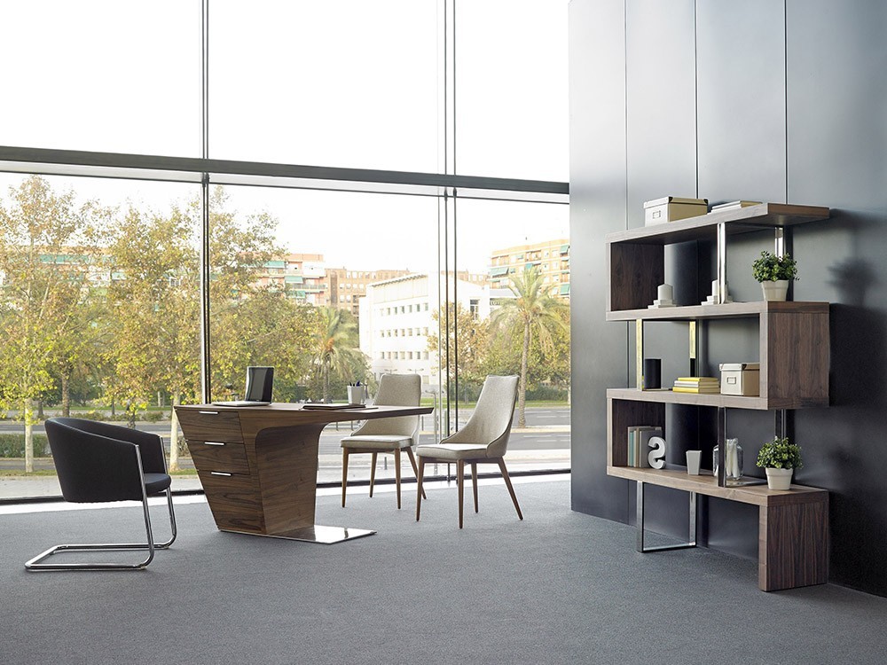 Escritorio chapado en madera de nogal con cajonera 3012 de la colección Harmony de Ángel Cerdá en Mobel 6000