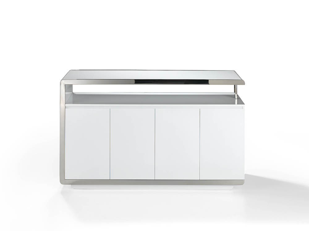 Aparador lacado en blanco con detalles en acero cromado 3055 de Ángel Cerdá en Mobel 6000
