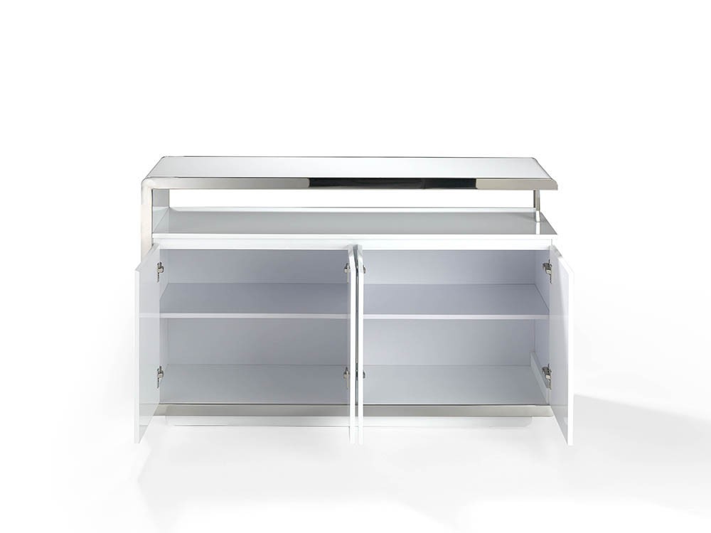 Aparador lacado en blanco con detalles en acero cromado 3055 de Ángel Cerdá en Mobel 6000