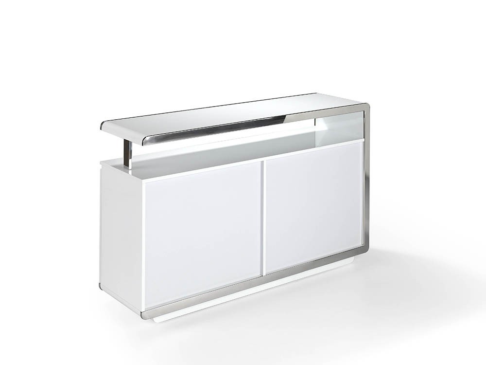 Aparador lacado en blanco con detalles en acero cromado 3055 de Ángel Cerdá en Mobel 6000