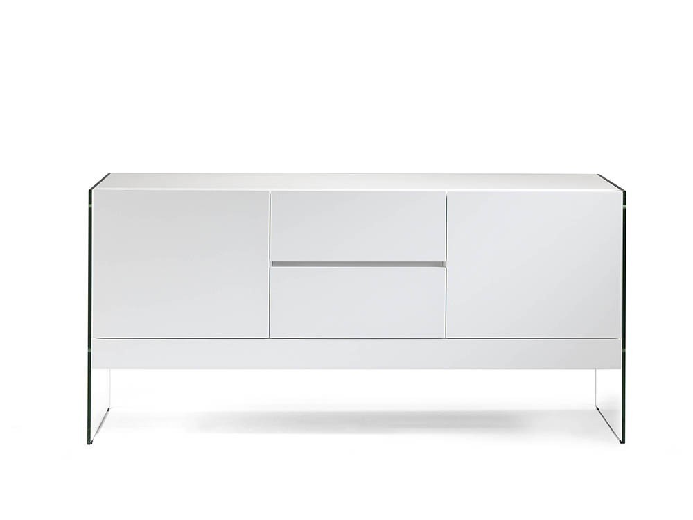 Aparador lacado en blanco con laterales de cristal templado 3063 de Ángel cerdá en Mobel 6000