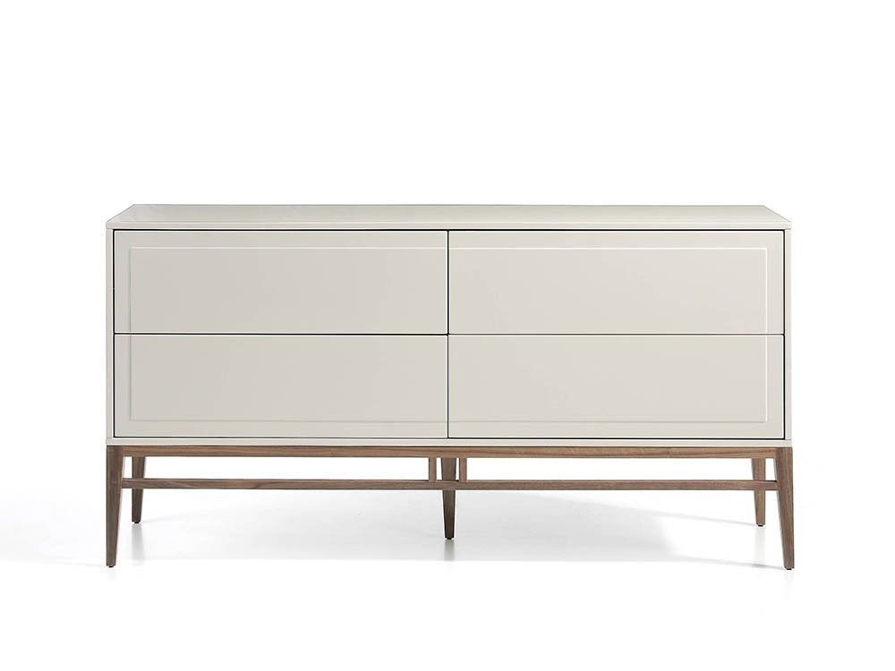 Aparador lacado en color niebla brillo con estructura chapada en nogal 3074 de Ángel Cerdá