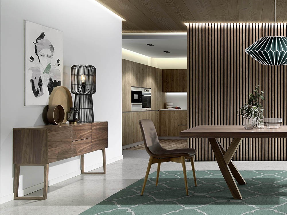 Aparador chapado en nogal con dos puertas y dos cajones 3077 de Ángel Cerdá en Mobel 6000