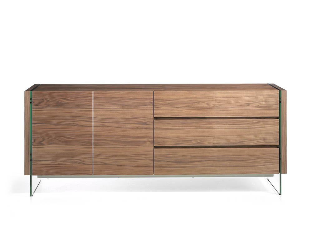 Aparador chapado en nogal con laterales de cristal templado 3086 de Ángel Cerdá en Mobel 6000