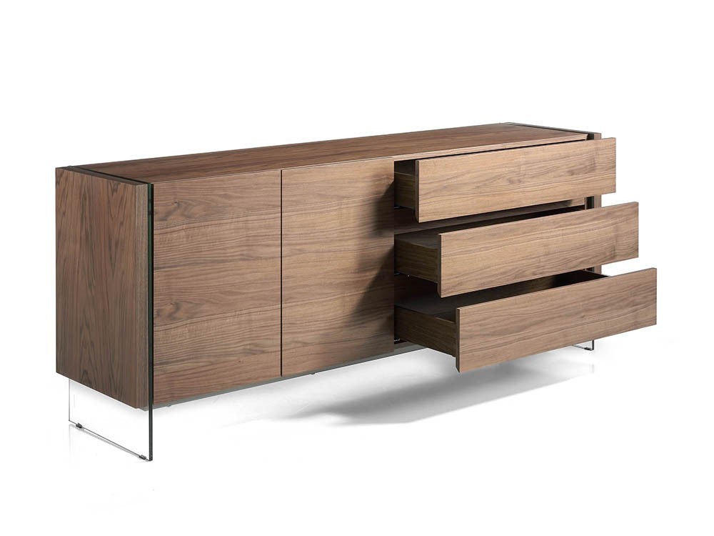 Aparador chapado en nogal con laterales de cristal templado 3086 de Ángel Cerdá en Mobel 6000